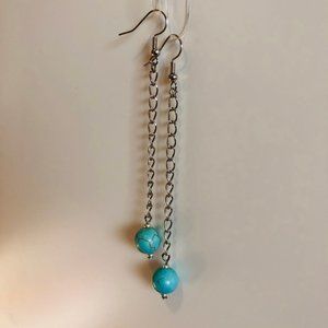 TURQUOISE SPHERE CHAIN EARRINGS